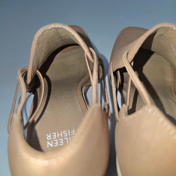 NEW Eileen Fisher Alfie Sandal Caged Peep Toe Heel Honey Tan Nubuck Size 10 - Picture 10 of 14